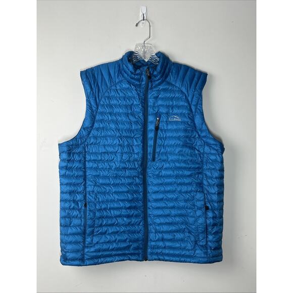 LL Bean Primaloft Ultralight Down Vest Mens XL Blue Quilted Goose Preppy Hiking